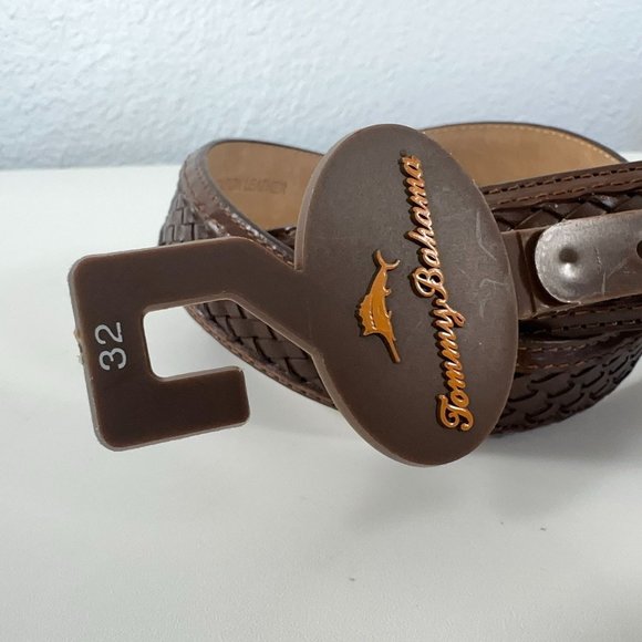 Tommy Bahama Braided Imitation Vegan Leather Belt in Brown Men's Size 32 - Picture 2 of 6
